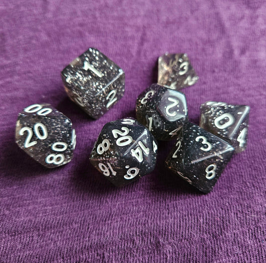 Smokey Glitter Polyhedral Dice