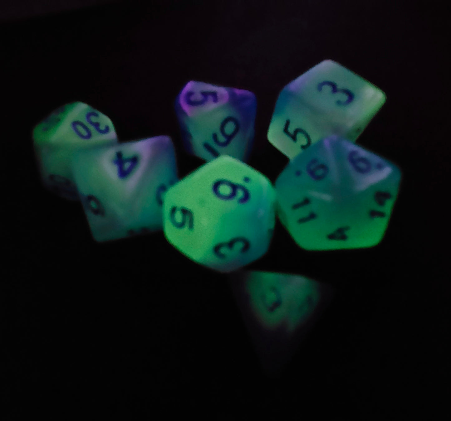 Ethereal Glow In The Dark Polyhedral Dice