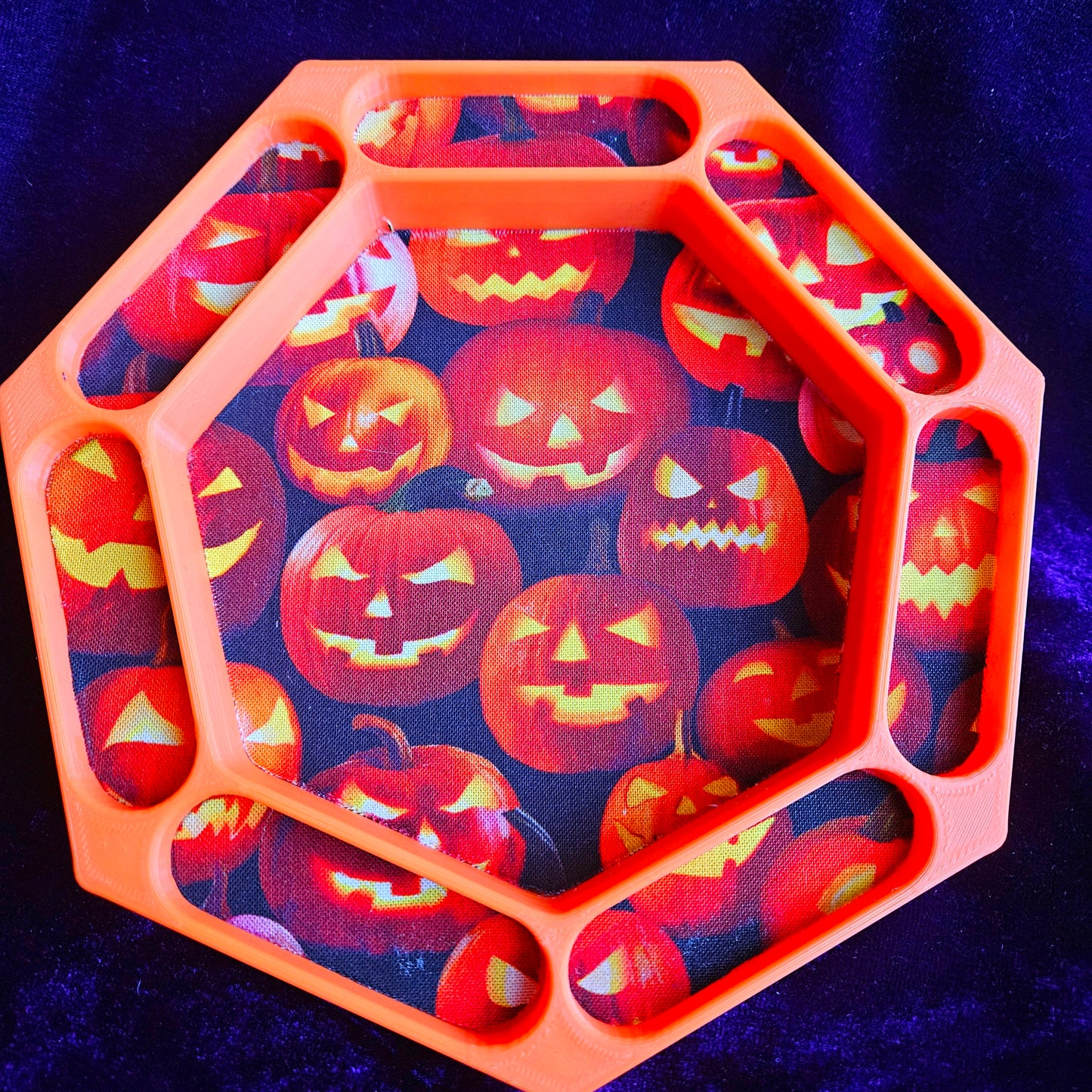 Halloween dice tray with fabric lining