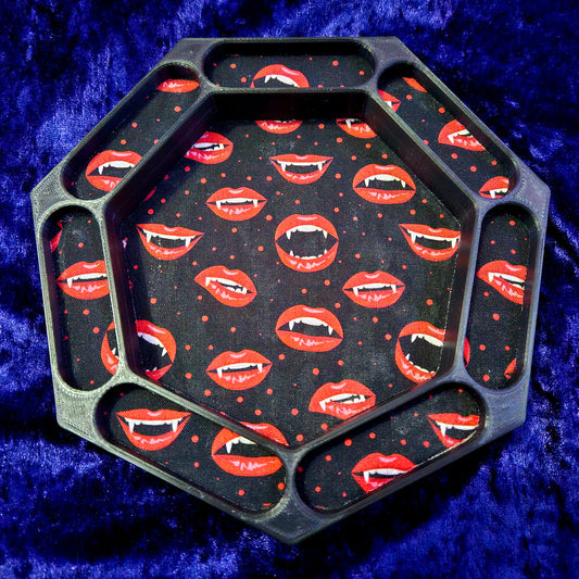 Vampire dice tray with fabric lining