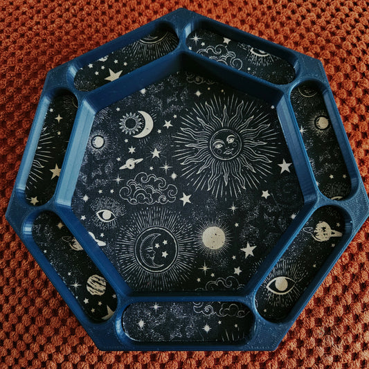 Star child dice tray with fabric lining