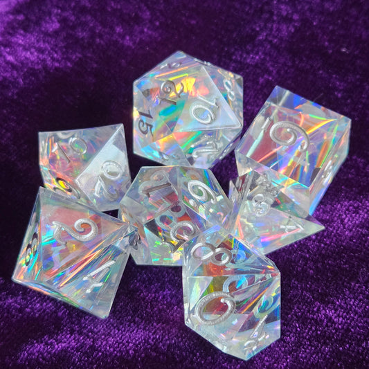 Prismatic Rainbow Sharp Edge Polyhedral Dice