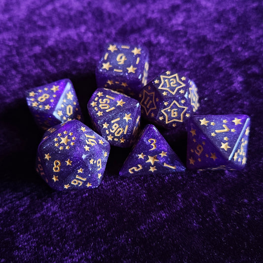 Galaxy Purple Polyhedral Dice Set