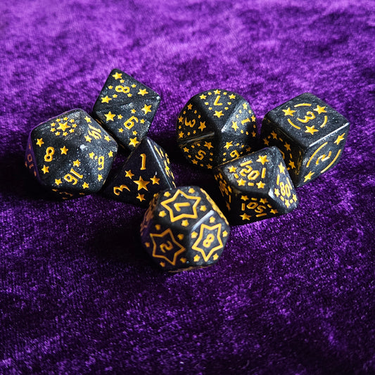 Galaxy Black Polyhedral Dice Set