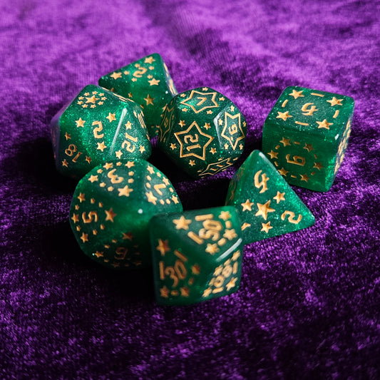 Galaxy Green Polyhedral Dice Set