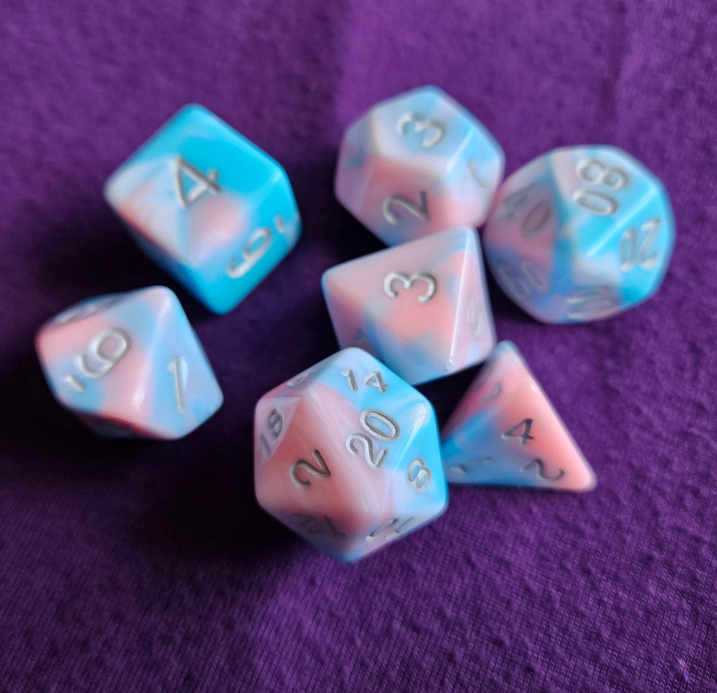 Trans Pride Polyhedral Dice Set