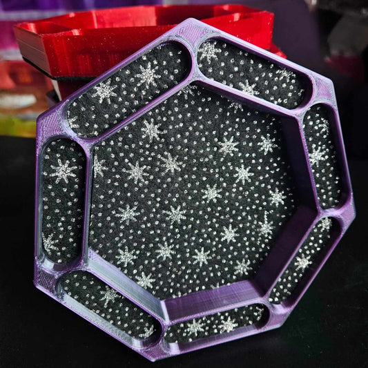 Dark purple dice tray with felt lining