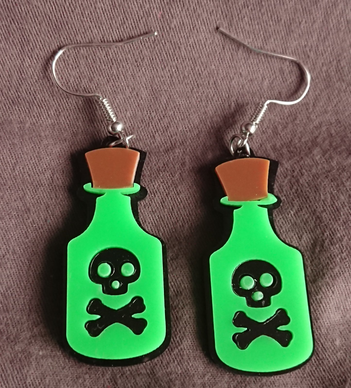 Poison bottle earrings