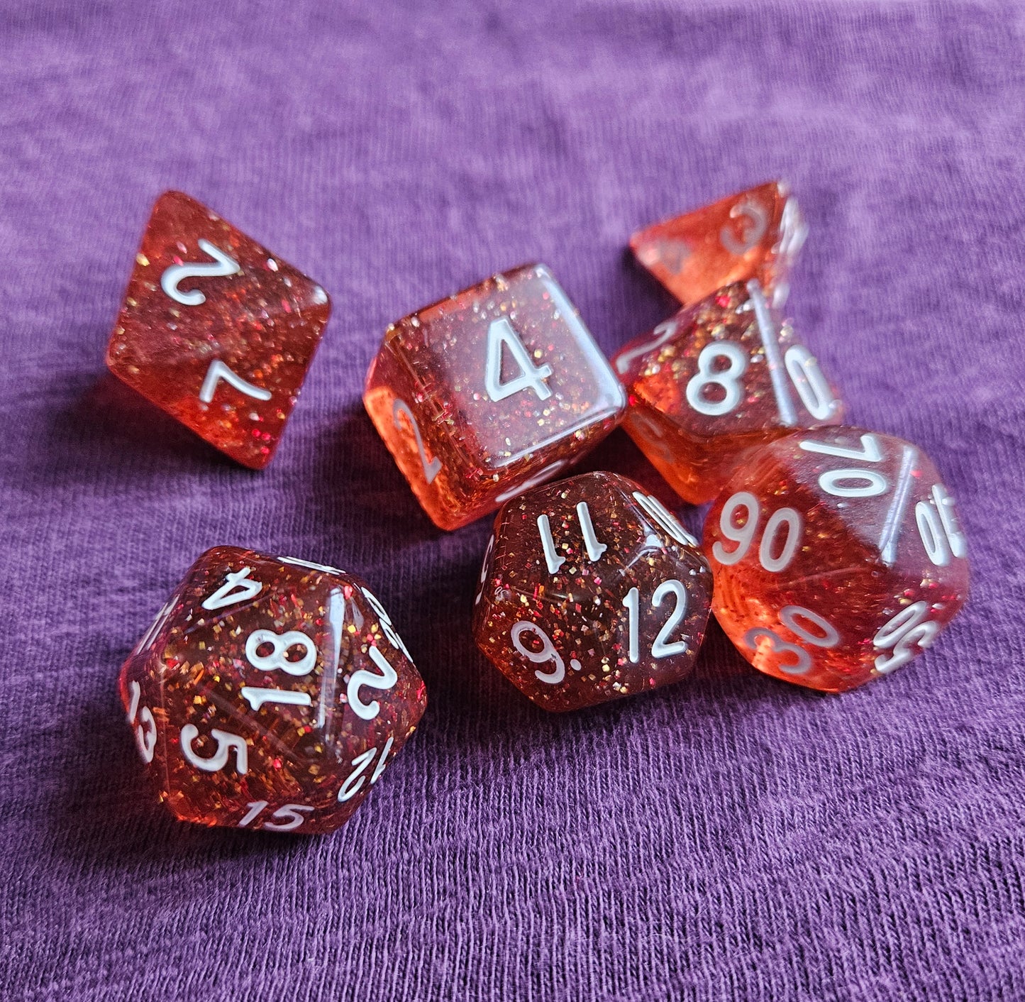 Warm Glitter Polyhedral Dice