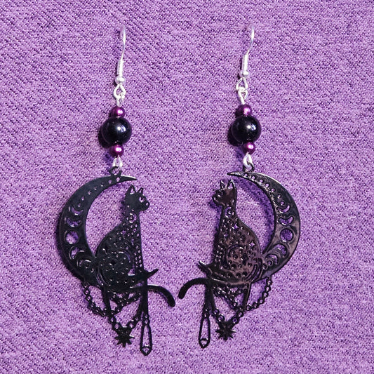 Witchy kitty earrings