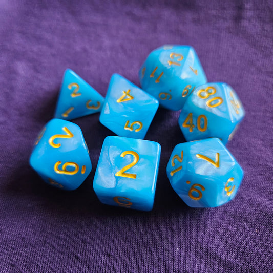 Cyan Click Clack Polyhedral Dice