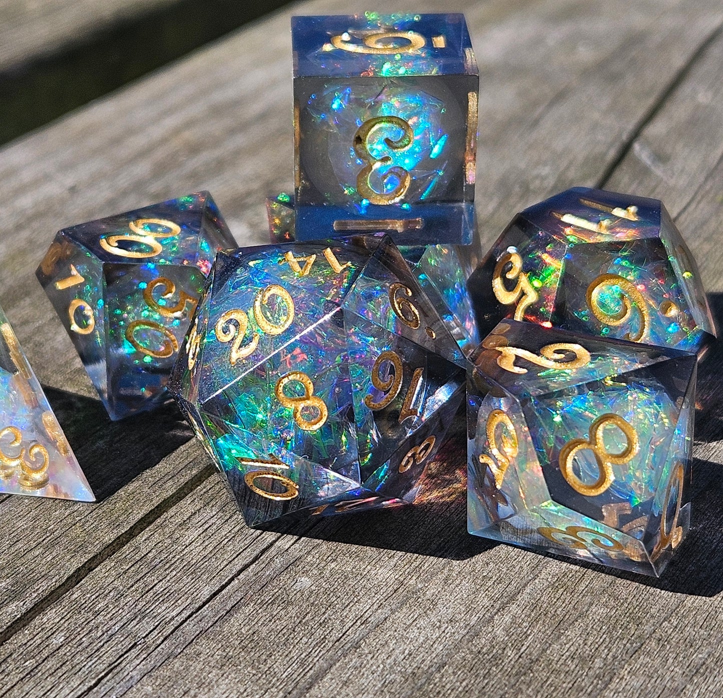 Abyssal Glimmer Sharp Edge Polyhedral Dice