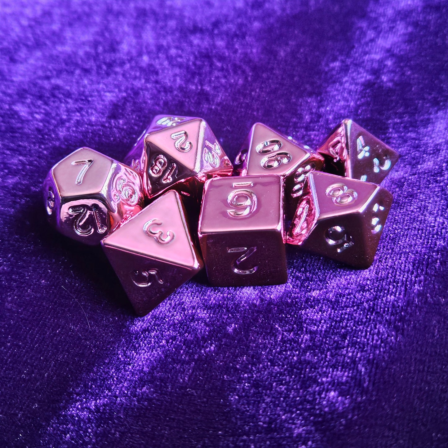 Chrome Pink Polyhedral Dice Set