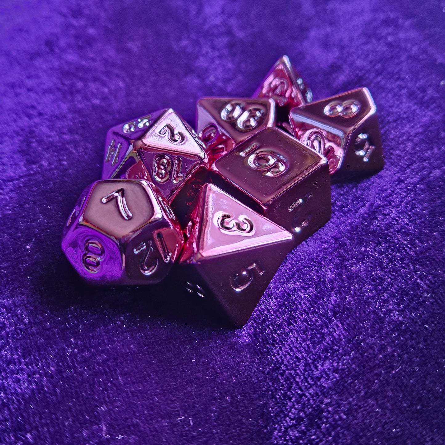 Chrome Pink Polyhedral Dice Set