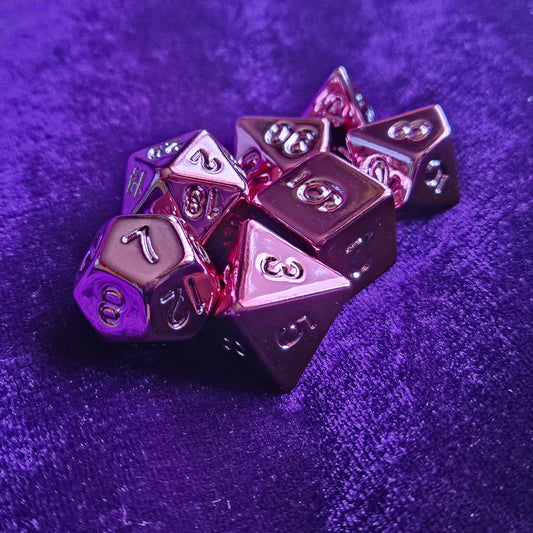 Chrome Pink Polyhedral Dice Set