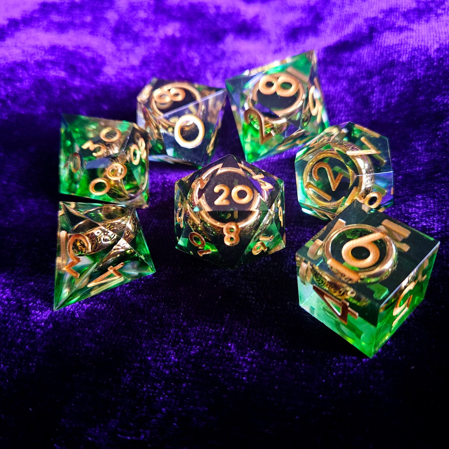 Emerald doom sharp edge dice