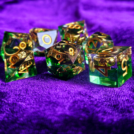 Emerald doom sharp edge dice