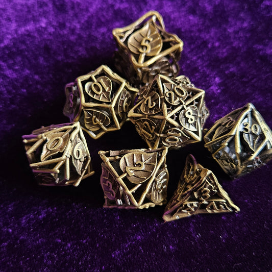 Hollow Metal Leaf Polyhedral Dice