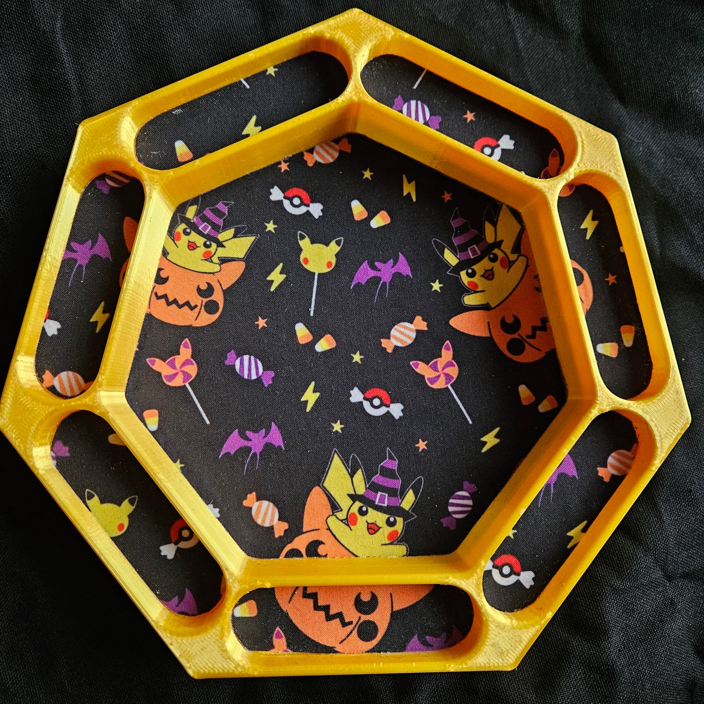 Electric Halloween Mouse dice tray with fabric lining