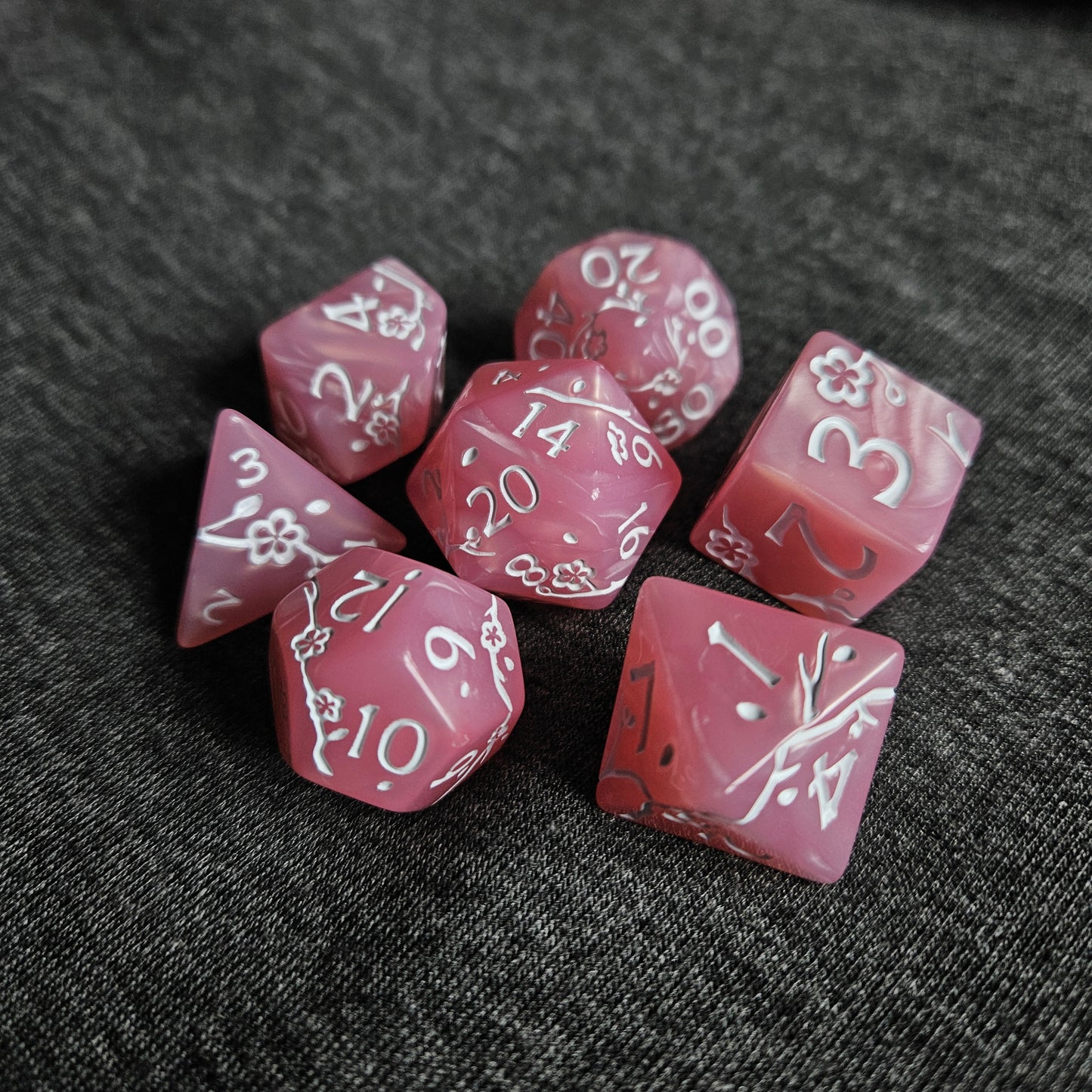 Cherry Blossom Polyhedral Dice Set