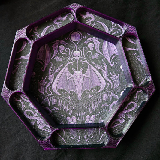 Baroque bat dice tray with fabric lining